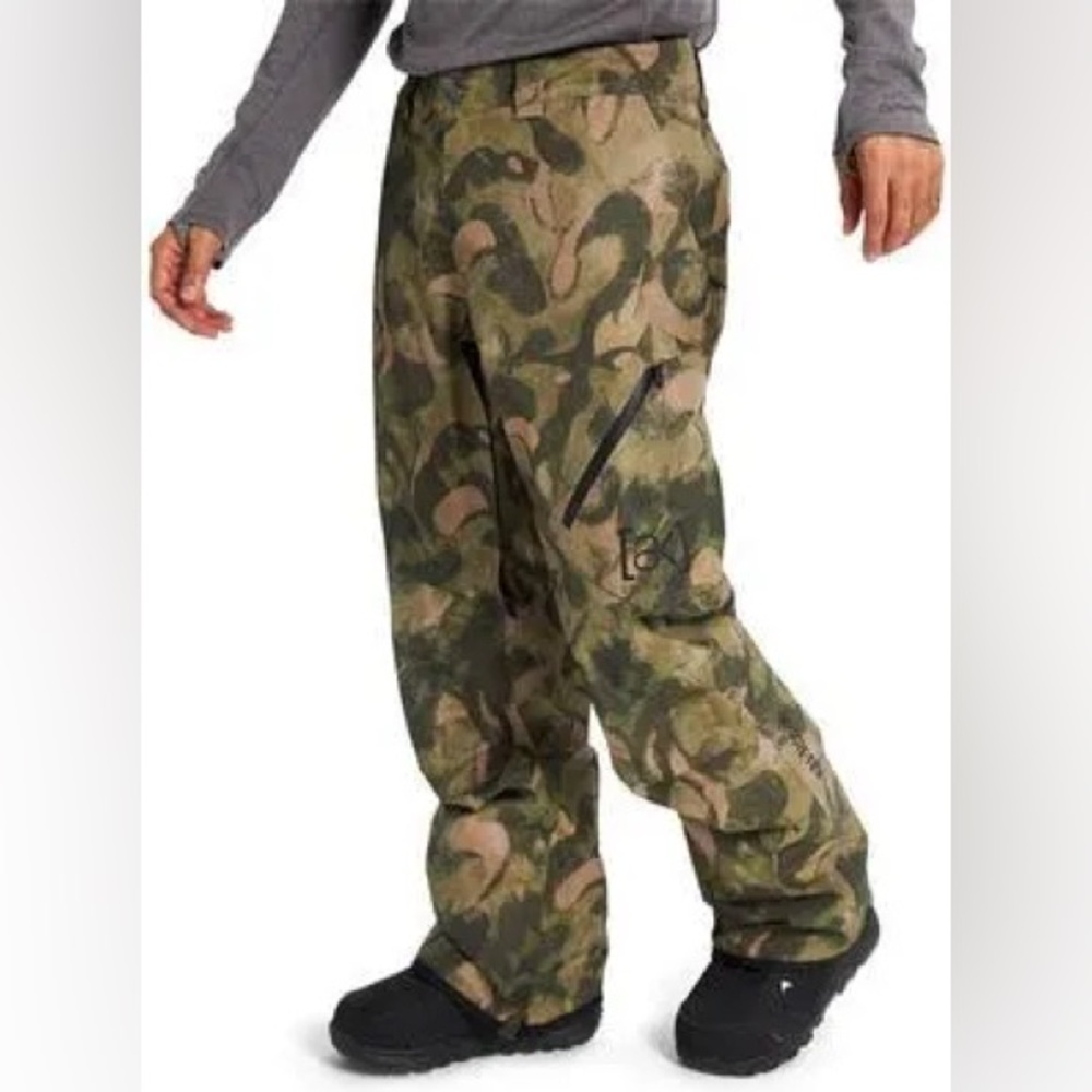 Burton Green Cargo Pants Durable Cotton Straight-Leg Snow Pants